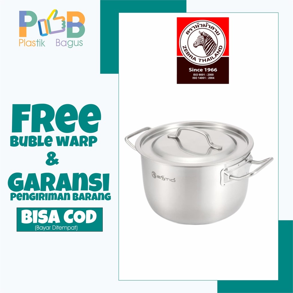 Panci Saucepot 24 cm tutup kaca stainless steel zebra  ESTIO PRO 162294 jks