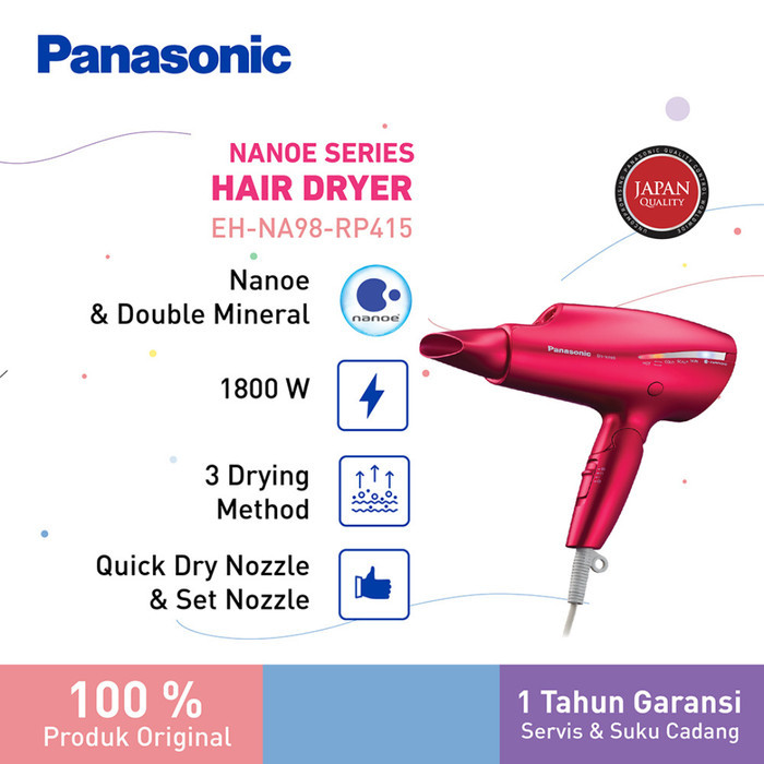 Panasonic EH-NA98-RP415 Hair Dryer Nanoe Series - Rouge Pink