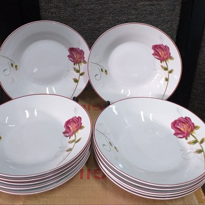 PIRING SOUP BUNGA ROSE - 6 PCS