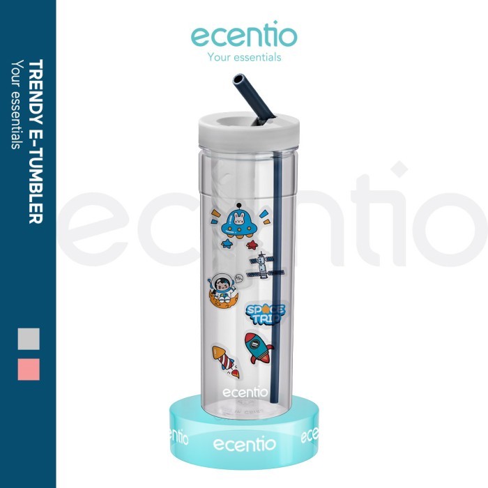 TERUJI ecentio botol minum sedotan Transparan tumbler Infused free stiker