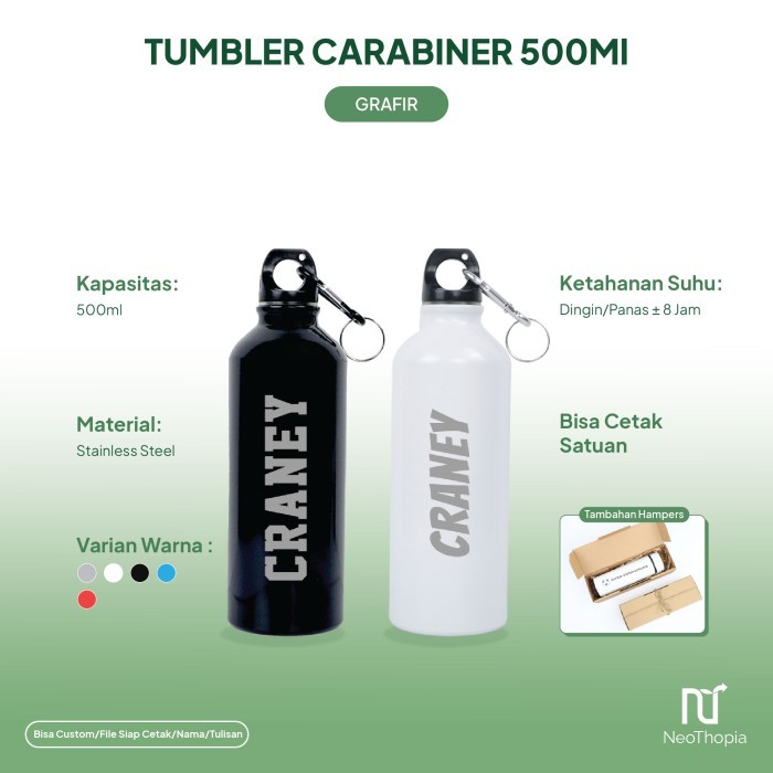 KOMPLIT Tumbler Custom Sport Sepeda Carabiner 500ml/Botol Minum sepeda