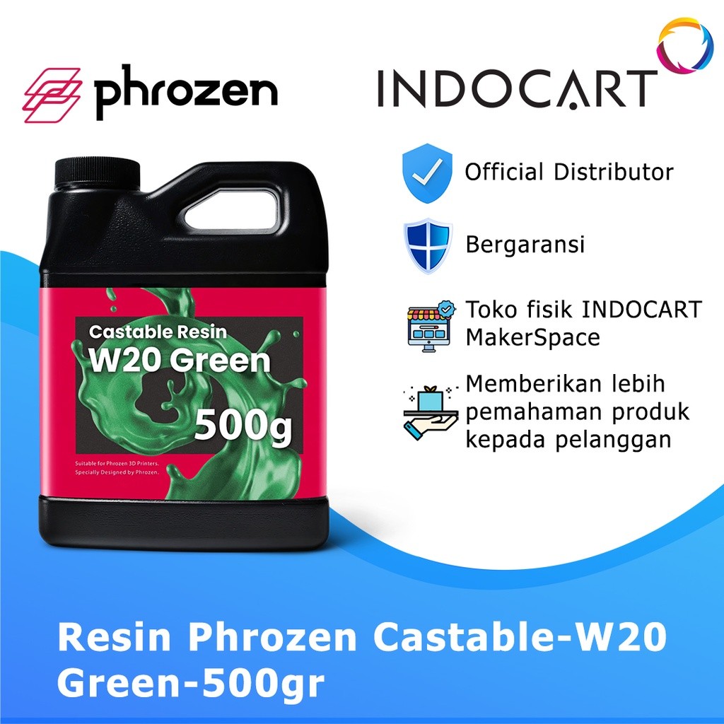 IndoCart INDOCART Tinta Resin Phrozen Wax 20 Castable Jewelry W20 Green-500gr