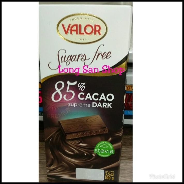 

Promo!! Valor 85% Cacao Supreme Dark Sugars Free 100 Gr - Coklat Impor