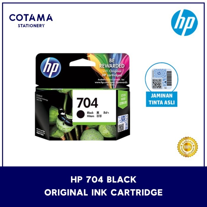 TERBARU - Tinta Printer HP 704 Black Hitam Original Ink Cartridge 2010 2060