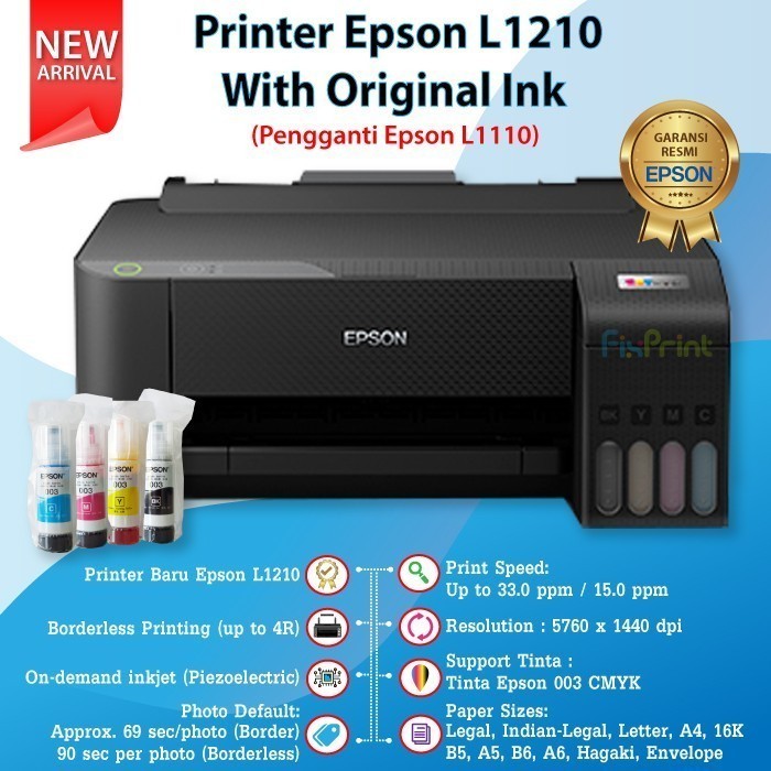 TERMURAH - Printer Epson L1210 Pengganti Dari L1110 New Baru Garansi Resmi