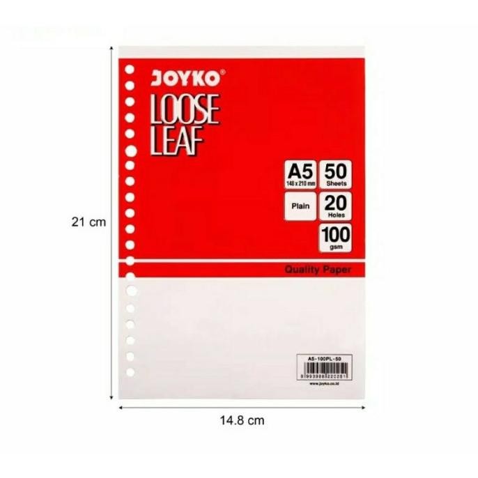 

Varian Terbaru ! Loose Leaf Isi Kertas File Binder Joyko A5 Polos 50 lembar