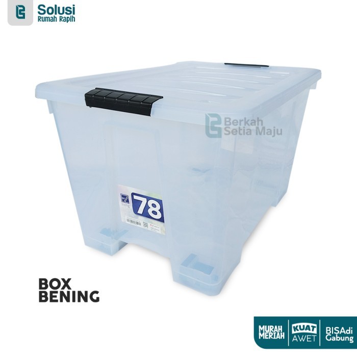 Container Box Kotak Penyimpanan Besar 78 Liter Bsm Ezy Storage Bening Premium