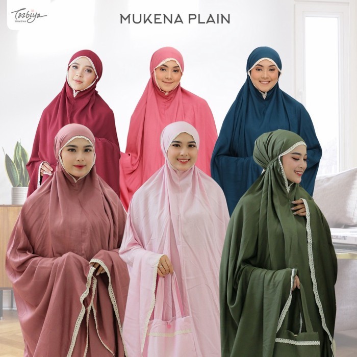 Mukena Tazbiya Plain Renda Jumbo Dewasa Katun Rayon #Original