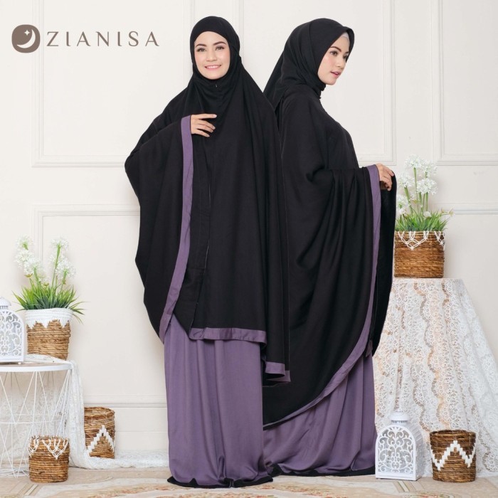 Mukena Zianisa 2 In 1 New Salwa Black Purple - Salwa Purple Black #Original