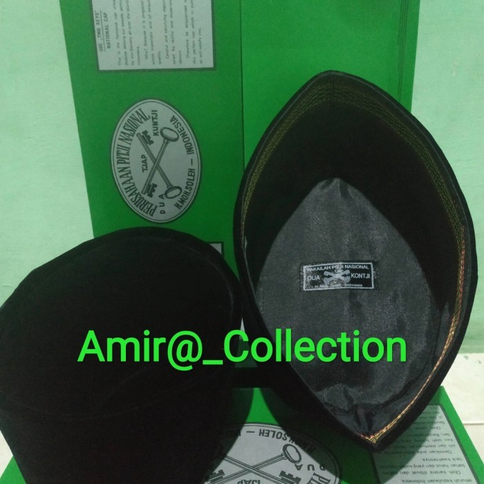 TERLARIS peci Songkok Nasional hitam polos cap 2 kunci/ kuntji ORI Termurah COD - 8.T9cm