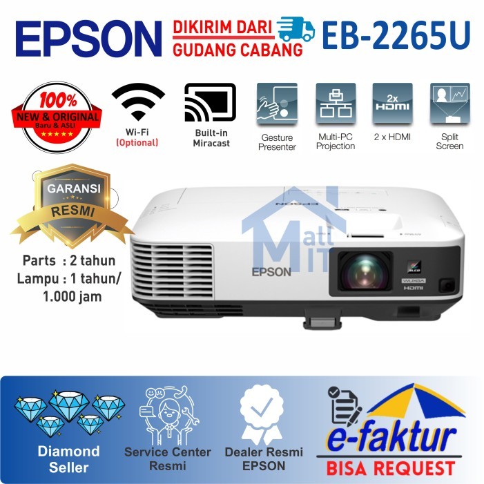Proyektor Epson Eb-2265U Eb2265U 2265U Eb 2265 U Wuxga Garansi Resmi Termurah 100 % Original