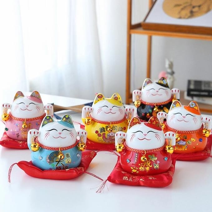 

Sale! Maneki Neko Kucing Jepang Hoki Keramik Pajangan Kado Ultah Celengan