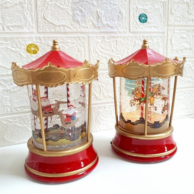 

Sale! Snow Globe Carousel Lampu Natal Kado Christmas Gift Kotak Musik Santa