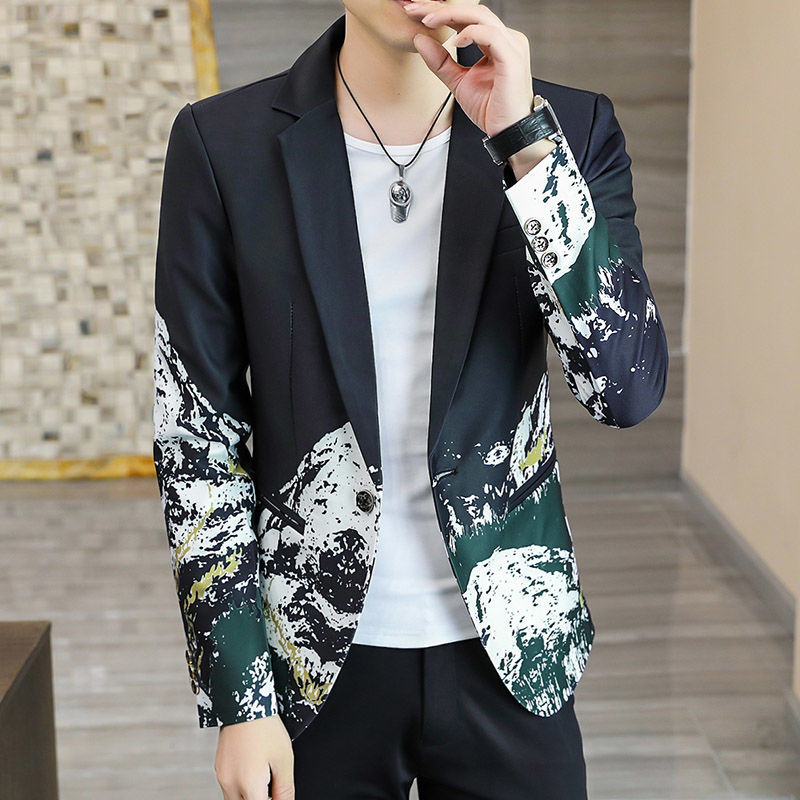 Jaket Motif Bunga Pria Setelan Pribadi Kecil Setelan Jas Kasual Jaket Modis Tampan