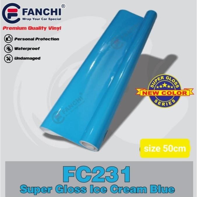 

RESTOCK! ROLL STICKER FANCHI FC231 SUPER GLOSSY ICE CREAM BLUE 50CM X 8,5M ROLL