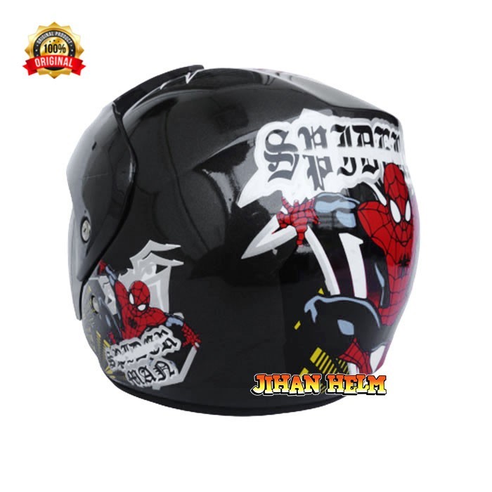 Helm / Helm Anak / Helm Jm Junior Spiderman Grey Terbaru