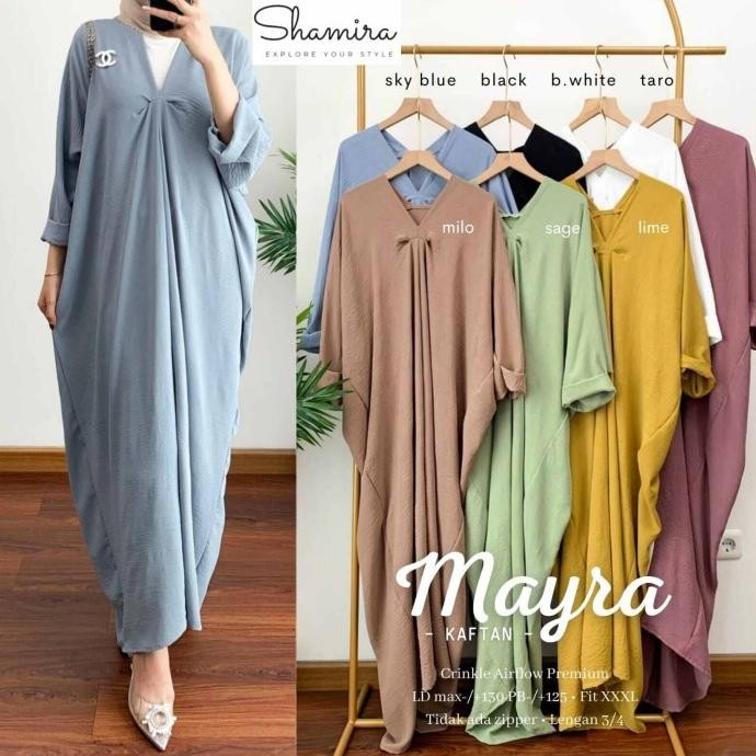 MAYRA KAFTAN CRINKLE AIRFLOW/GAMIS KAFTAN BAHAN CRINKLE KAFTAN MUSLIM LEBARAN RAMADHAN TAHUN BARU WA