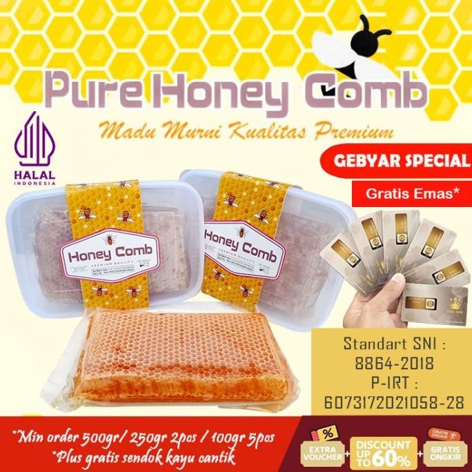 

Pure Honey Comb 500 gram - Madu Sarang Asli Raw Honey Premium Quality [terbaik]