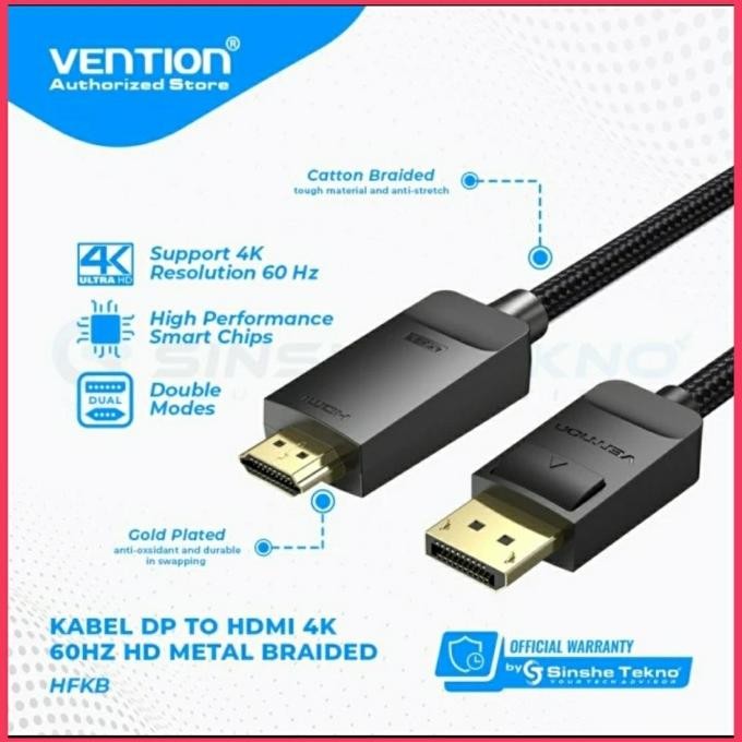 

Diskon! Vention Kabel Display Port to HDMI DP to HDMI 4K 1080P HFK 4K60Hz