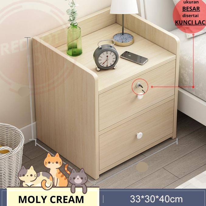 MEJA NAKAS MINIMALIS PUTIH AESTHETIC MOLY KUNCI LACI UKURAN BESAR