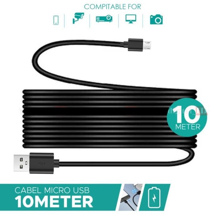 

Diskon! Cable/Kabel Micro USB 10 Meter Cable Power For IP Camera Action Cam
