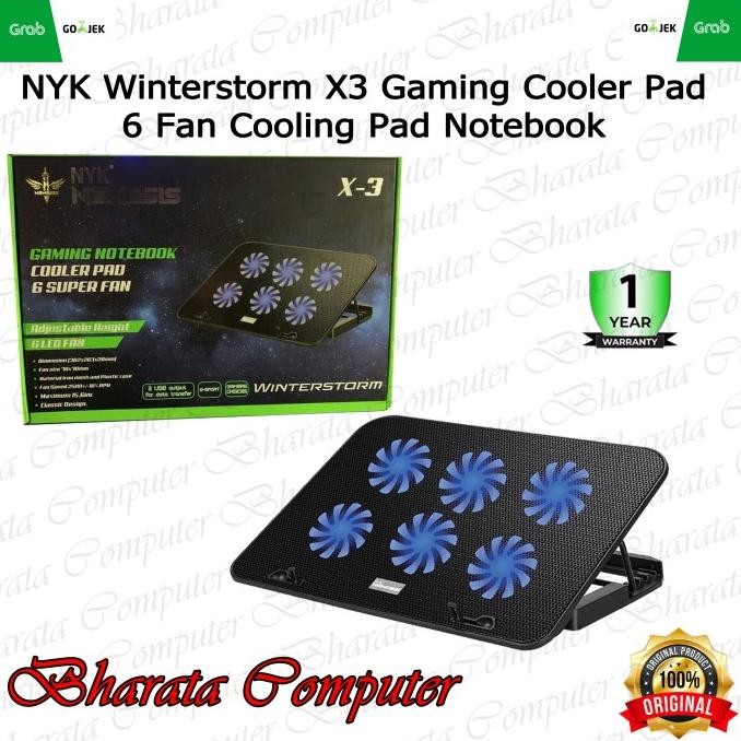 

Diskon! NYK Winterstorm X3 Gaming Cooler Pad 6 Fan Cooling Pad Notebook X-3