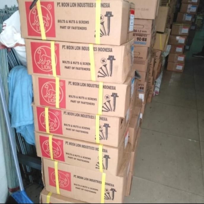 Baut Baja Ringan 10x19 MOON LION/Sekrup Roofing Putih 10x19 MOON LION