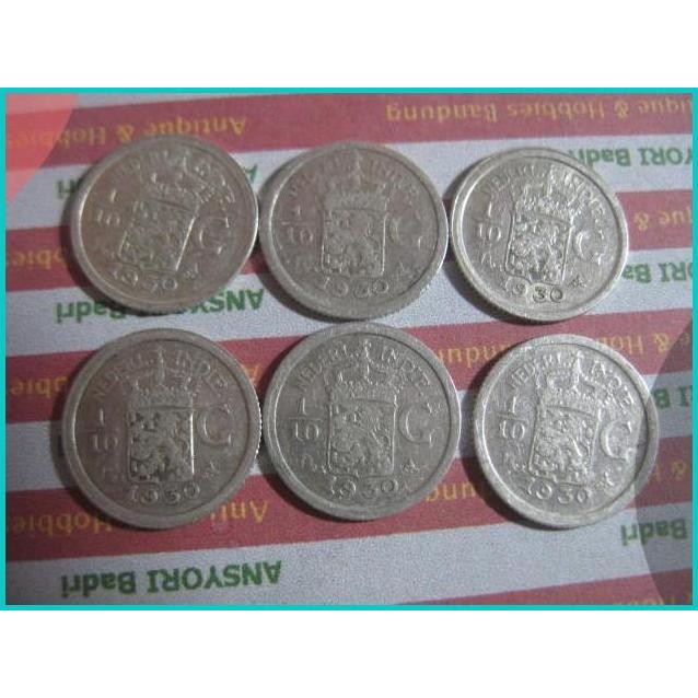 Koin Perak 1/10 Gulden Tahun 1930 (Iklan D340) 11OKTZ4 perkakas