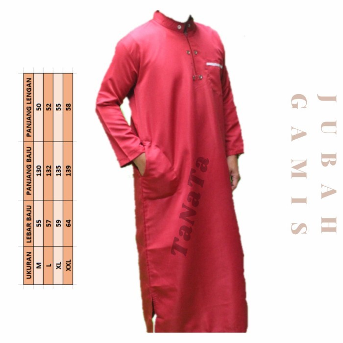 TERLARIS Jubah pria dewasa Jubah arab kualitas premium - Merah, M