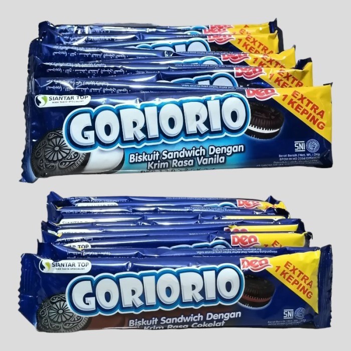 

BERKUALITAS Goriorio JUMBO Vanila & Coklat Biskuit 18gr [10 pcs/pa