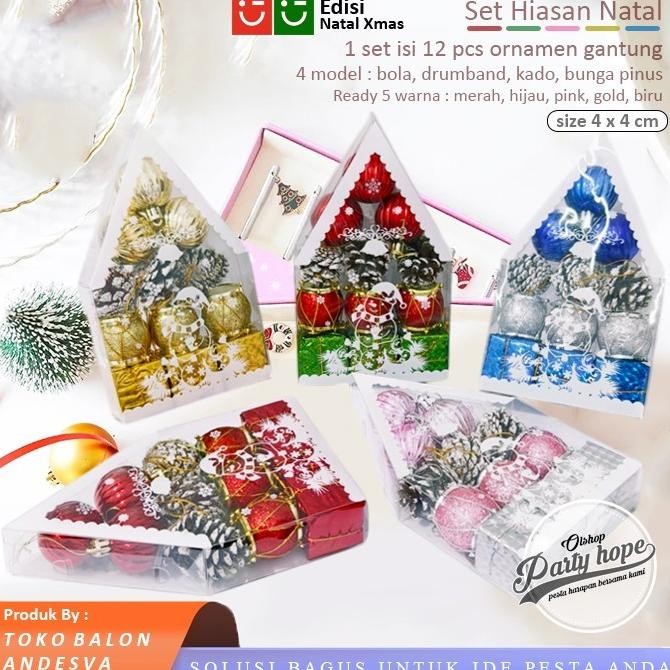 CR - Hiasan Gantung Pohon Natal Rumah / Ornamen Dekorasi Parcel Natal isi 12 pcs / Hiasan Natal Hamp