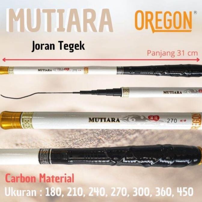 Joran Tegek Ruas Pendek 30cm Oregon Mutiara Ukuran Komplit