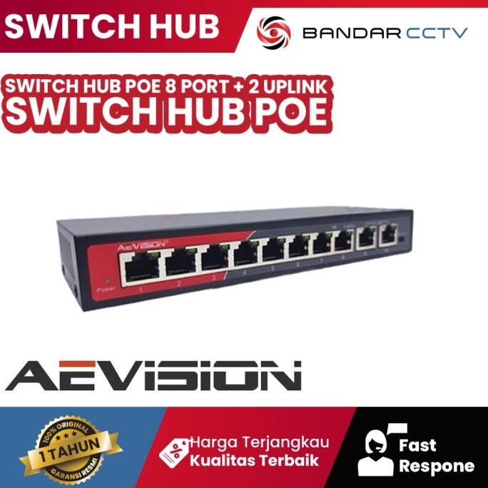 AEVISION SWITCH HUB POE 8 PORT + 2 UPLINK