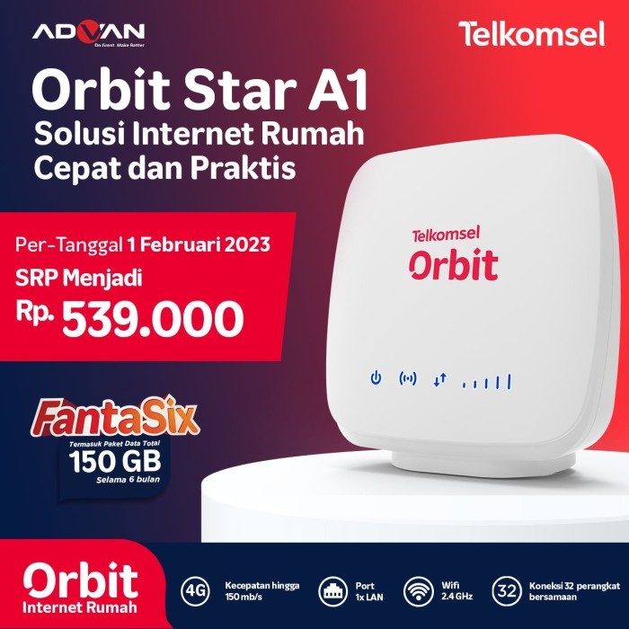 TERMURAH - MODEM MIFI WIRELESS ROUTER TELKOMSEL ORBIT STAR A1 FREE PERDANA ORBIT