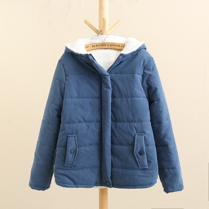 Terlaris Jaket Winter Wanita Import | Mantel Cewek | Jaket Korea Terlaris - Biru, XL