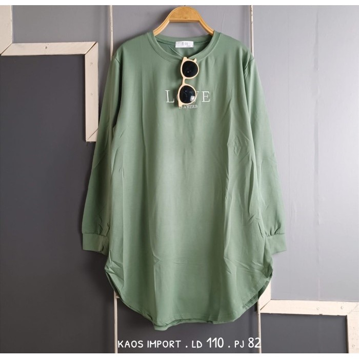 Termurah Atasan Wanita Lengan Panjang Kekinian Love Bo Tunik Kaos Jumbo Ld 130 cm Baju Tunic Terbaru