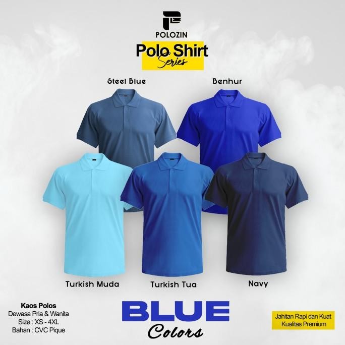 

BLUE- POLOZIN | KAOS POLO SHIRT KERAH POLOS PRIA WANITA POLOSHIRT LENGAN PENDEK BAHAN CVC PIQUE | SIZE XS - S - M - L - XL - XXL - 3XL - 4XL - BLUE SERIES