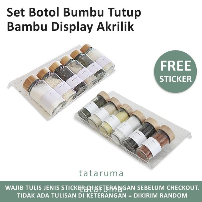 

atomi bambu sekai bundling - alas display 6 botol bumbu sekat laci termurah