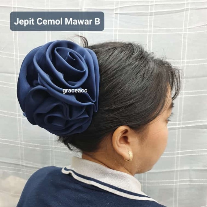 Jepit rambut cepol hijab / jepit rambut salon mawar besar polos
