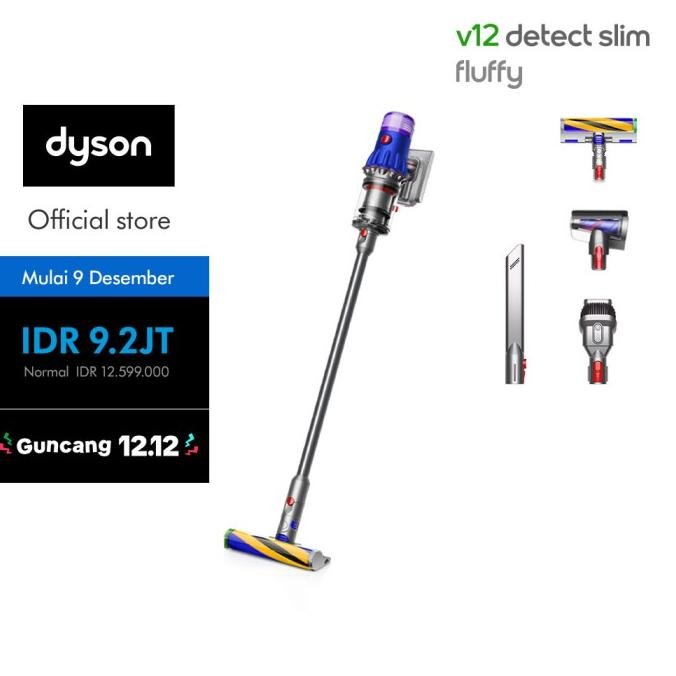 

BLUE- DYSON V12 DETECT SLIM FLUFFY CORDLESS VACUUM CLEANER (BLUE/NICKEL) - PENYEDOT DEBU
