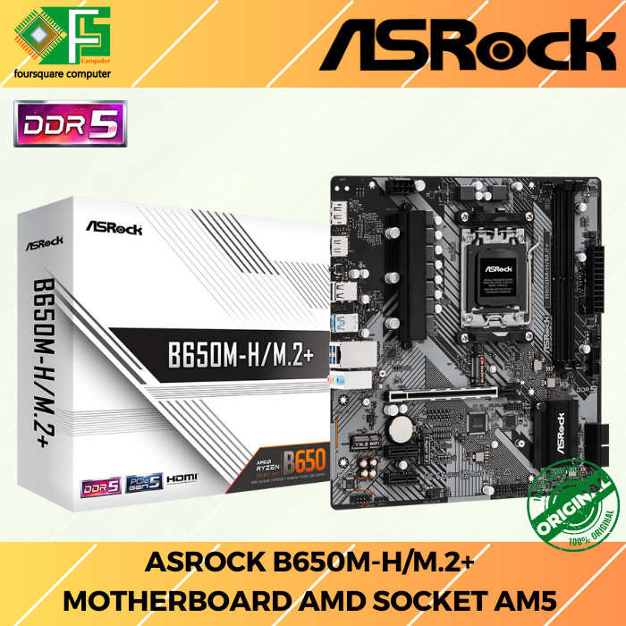 Motherboard Asrock B650M-H/M.2+ Mobo AMD Socket AM5 Resmi