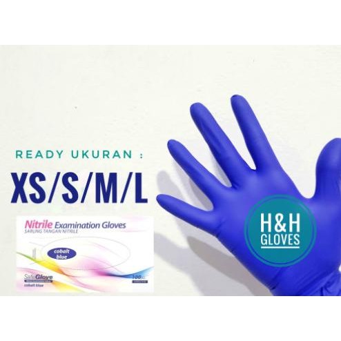 

BLUE- SARUNG TANGAN SAFE GLOVE(NITRIL EXAMINATION GLOVES )COBALT BLUE