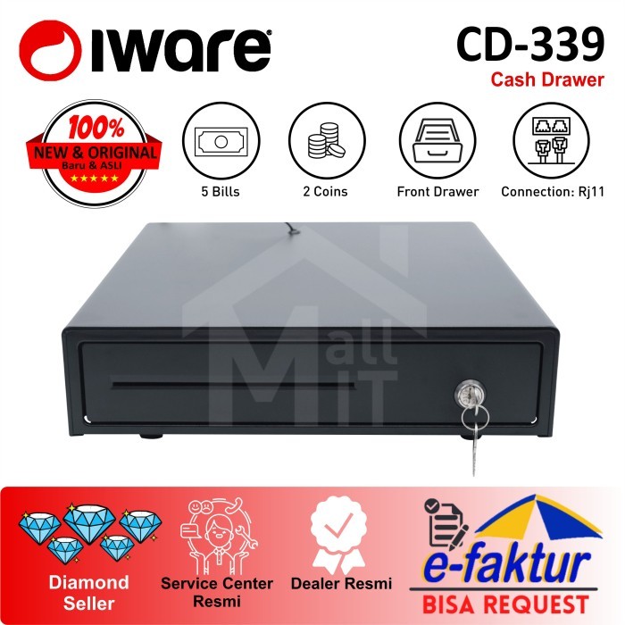 

TERMURAH - CASH DRAWER LACI KASIR RJ11 IWARE CD-339 CD339 POS Penganti CD330