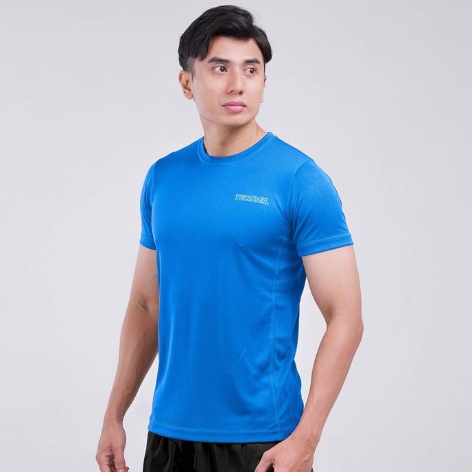 

BLUE- TERREL SPORTSWEAR BASIC TEE BLUE KAOS OLAH RAGA DRY FIT LARI RUNNING G