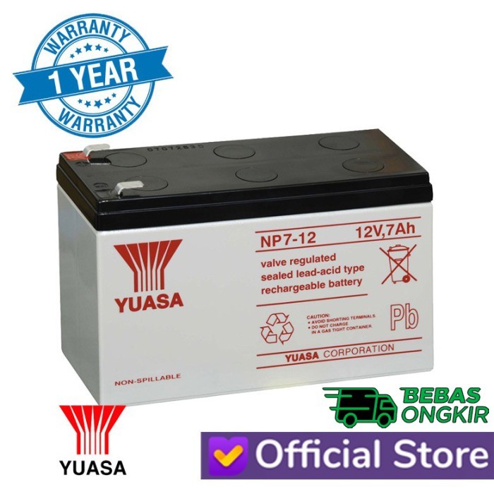 YUASA BATTERY AKI KERING UPS NP7-12 Yuasa 12V 7AH