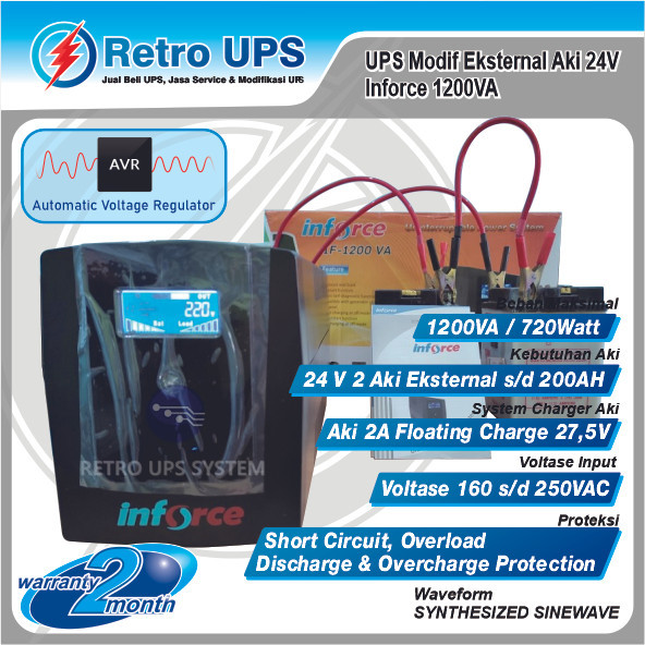 UPS Modif Modifikasi Eksternal Aki 24V Inforce 1200VA BARU