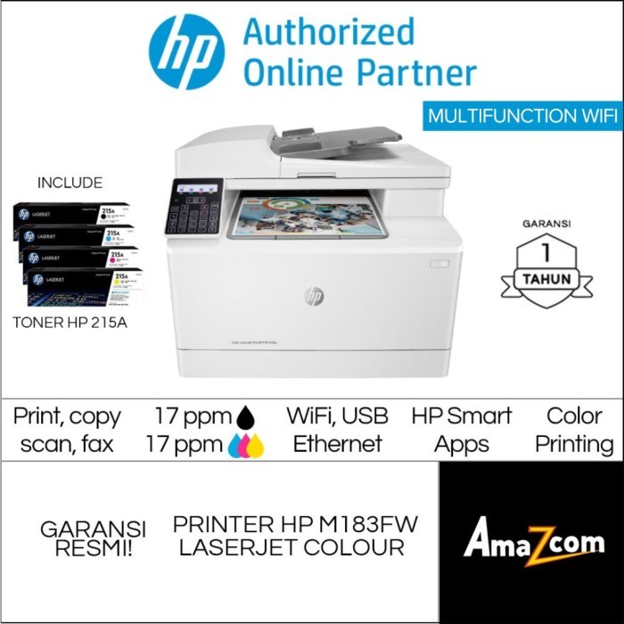 Printer HP Color LaserJet Pro MFP M183fw 183FW Garansi Resmi HP