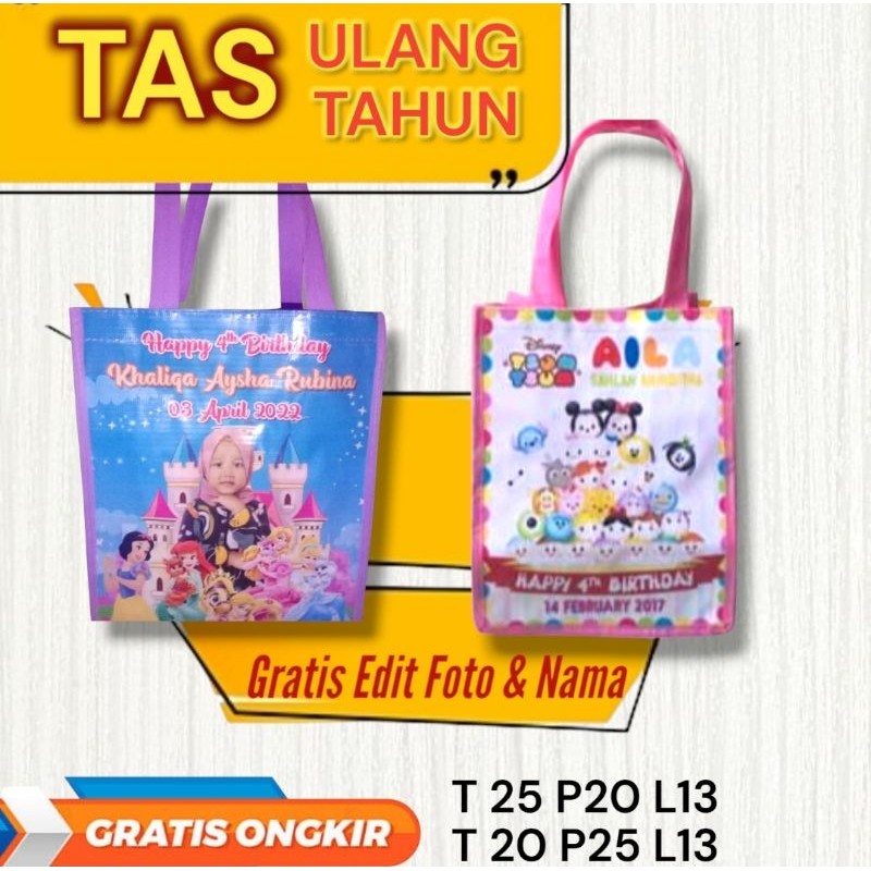 

Tas Ultah/ Tas Ultah Anak/ Tas Kantong/ Tas Spunbond Ultah/ Goodie Bag Ultah Murah/ Tas Aqiqah/ Tas Nikahan/ Tas Custom