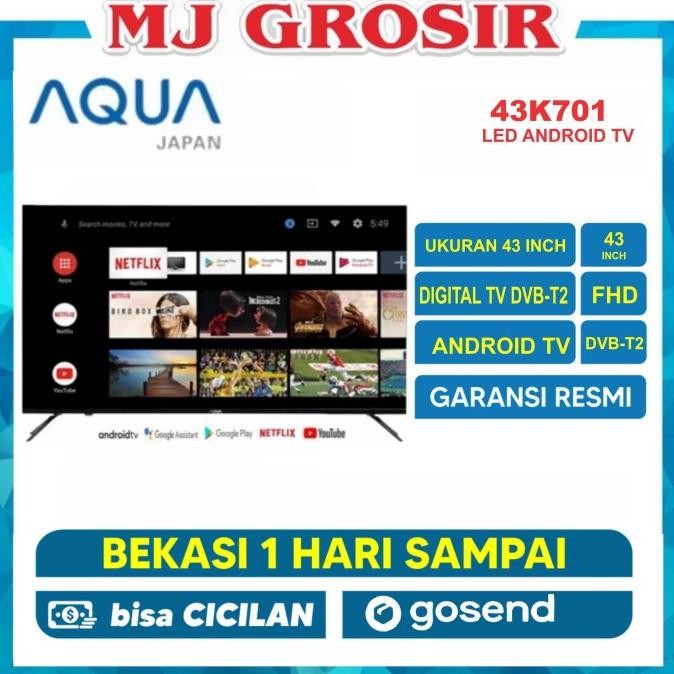 TERMURAH - LED TV AQUA 43" ANDROID 43AQT6600 43INCH USB MOVIE HDMI FULL HD