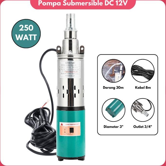 POMPA AIR SUMUR 30 METER POMPA CELUP 3" INCH SUBMERSIBLE PUMP DC 12 VOLT POMPA SIBEL SUMUR 30M POMPA